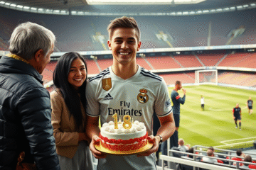 Franco Mastantuono durante su presentación en Real Madrid, en el campo del Santiago Bernabéu.
