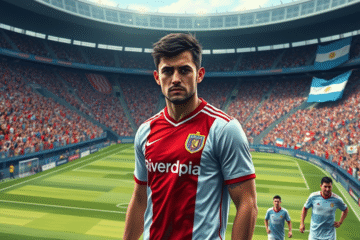 Imagen de Miguel Borja en un partido del River Plate, destacando la controversia alrededor de su titularidad.