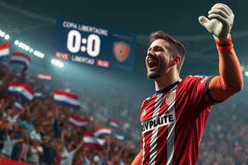 Franco Armani celebrando su récord histórico con River Plate