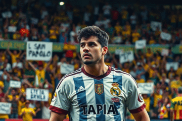 Gonzalo Tapia preparándose para ejecutar un penal en un partido de la Copa de Brasil.
