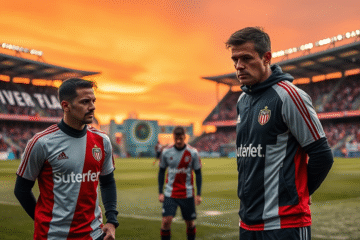 Miguel Borja entrenando con River Plate bajo la dirección de Marcelo Gallardo.
