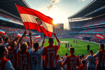 Imagen destacada del clásico entre River Plate e Independiente en el Estadio Libertadores de América.