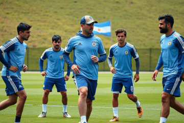 Diego Placente en entrenamiento con jugadores de la Selección Sub 20