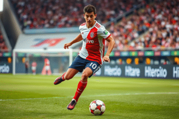 Cristian Jaime jugando al fútbol con la camiseta 10 de la Reserva de River Plate