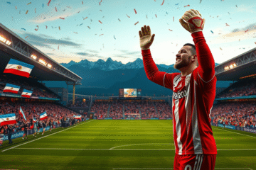 Franco Armani en acción durante un partido con River Plate, destacándose por igualar el récord de vallas invictas