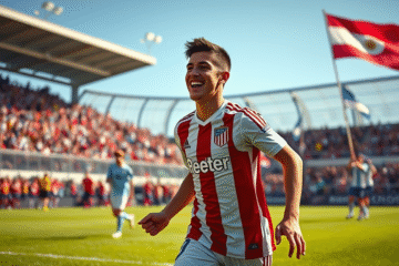 Bautista Dadín celebrando un gol durante un partido de la Reserva de River Plate