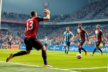 Imagen del partido entre River Plate e Independiente que terminó en empate 0-0, mostrando a Franco Armani destacándose en la portería.