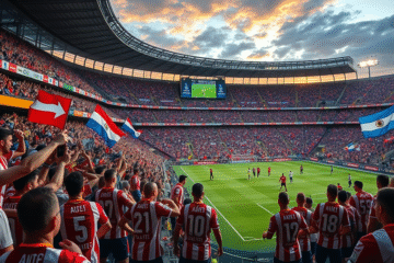 Estadio Monumental lleno de fanáticos durante un partido de River Plate.