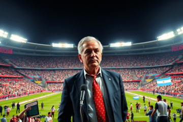 Jorge Brito siendo entrevistado sobre el Estadio Monumental