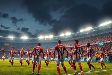 Equipo de River Plate enfrentando a Libertad en la Copa Libertadores