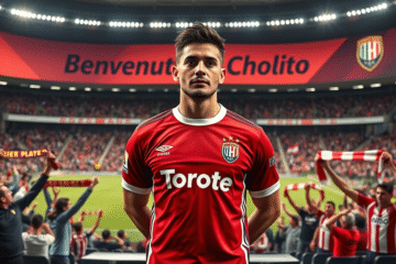 Giovanni Simeone siendo presentado como nuevo jugador de Torino tras su paso por Napoli.