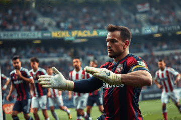 Franco Armani realizando una parada clave durante el partido entre River Plate e Independiente.