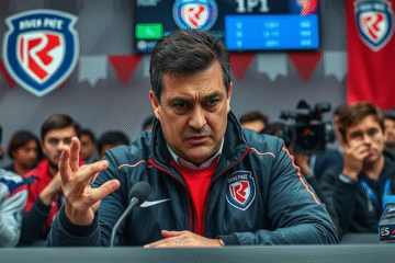 Marcelo Gallardo en una conferencia de prensa tras un partido.