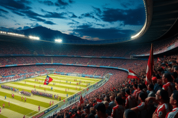 Jugadores de River Plate en un partido de la Copa Libertadores en el Monumental