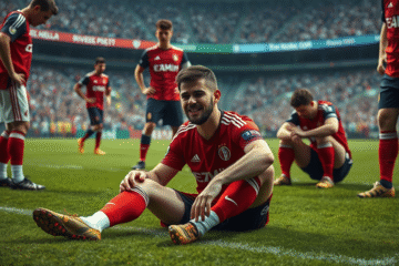 Germán Pezzella recibe asistencia médica tras sufrir una grave lesión en su rodilla durante el partido de River Plate.