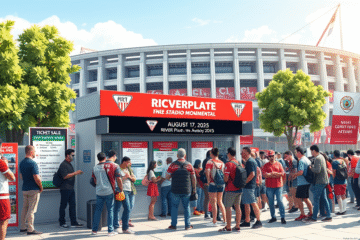 Aficionados comprando entradas para el partido de River Plate vs Godoy Cruz