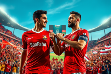 Gonzalo Tapia y Enzo Díaz en su presentación con San Pablo tras dejar River Plate.