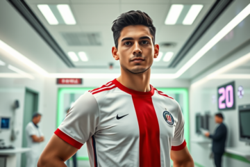 Fausto Vera durante su revisión médica en la Clínica Rossi antes de unirse a River Plate.