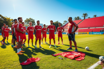 Jugadores de River Plate en el entrenamiento de pretemporada, con Fausto Vera como nuevo refuerzo y varias ausencias importantes en el equipo.