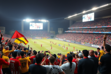 Aficionados de River Plate listos para el partido amistoso contra Peñarol en el Campus de Maldonado.