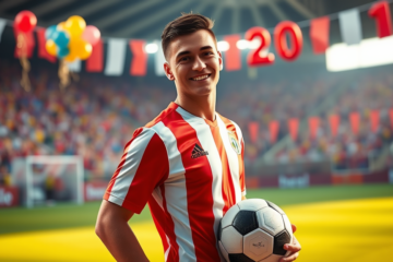 Claudio Echeverri besando el Manto Sagrado de River Plate para su cumpleaños.