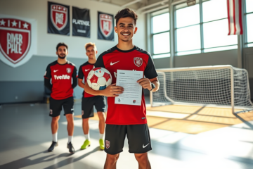 Tomás Nasif firmando su contrato con River Plate antes de unirse a Platense para jugar la Copa Libertadores.