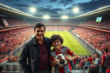 River Plate en el Estadio Gran Parque Central durante un amistoso internacional contra Millonarios, con Marcelo Gallardo y su familia en el recinto.
