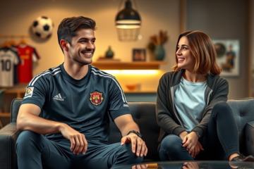 Lucas Alario, exdelantero de River Plate, bromeando con Zaira Nara en un programa de DirecTV Go