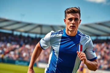 Leandro Vega en un partido de fútbol mostrando su habilidad y determinación.