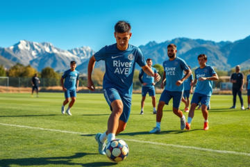 Tomás Galván regresando a River Plate durante la pretemporada.