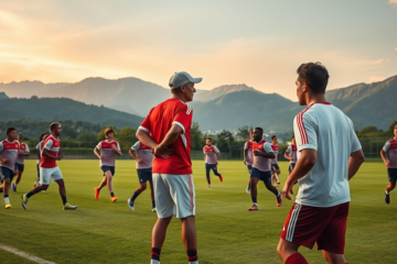 Entrenamiento del plantel de River Plate durante la pretemporada, con Marcelo Gallardo dirigiendo las prácticas intensas.