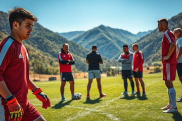 Franco Armani durante un entrenamiento, sufriendo un desgarro en el gemelo derecho.