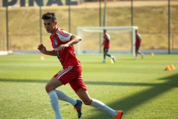Ulises Giménez, joven defensor de River Plate, en acción durante un partido.