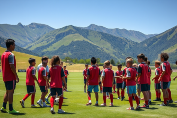 River Plate compartiendo una sesión de entrenamiento con estudiantes de la Escuela River en San Martín de los Andes.