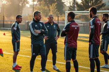 Marcelo Barovero entrenando a los porteros de River Plate.