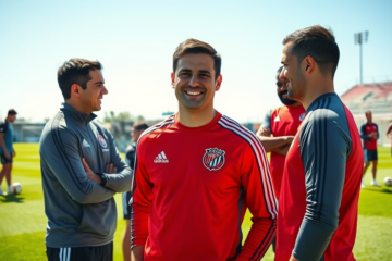 Marcelo Barovero en su primer día como entrenador de arqueros en River Plate, compartiendo momentos con el equipo y mostrando su alegría por el regreso al club.