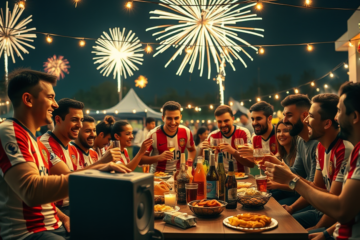 Los jugadores de River Plate celebran el nuevo año con familias y amigos tras la pretemporada.
