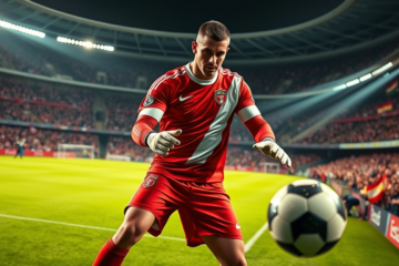 Santiago Beltrán en acción, mostrando su habilidad como portero destacado en River Plate tras la lesión de varios compañeros.