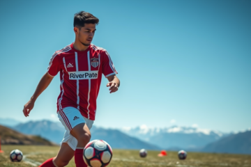 Fausto Vera, nuevo jugador de River Plate, en el campo de entrenamiento.