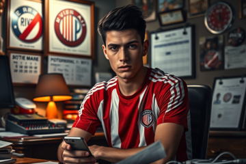 Santino Andino en una acción de juego, con la incertidumbre de su futuro en River Plate y el interés de clubes europeos.