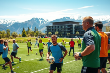 Jugadores de River Plate entrenando en San Martín de los Andes durante su pretemporada.