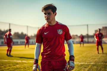 Lucas Lavagnino, arquero de 21 años, en un partido con Independiente, destacando su situación actual en el club y su trayectoria en River Plate.